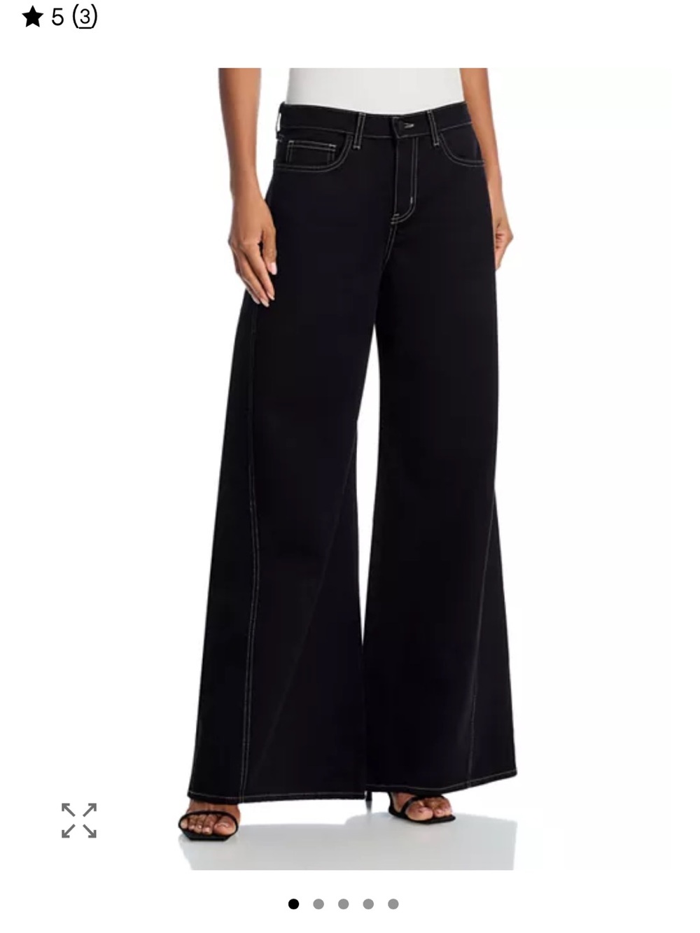 L'AGENCE Black Wide-Leg Jeans with Contrast Stitching